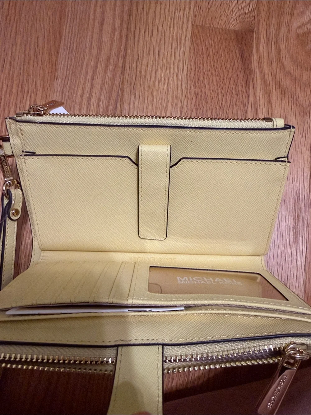 Michael Kors Lemon Yellow Saffiano Wristlet Wallet